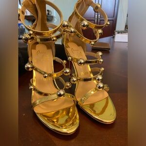 Christian Louboutin Atonana gold high heel sandals. new, never worn, size 7.5